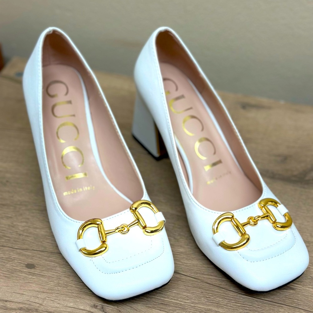 Gucci HORSEBIT White Leather Pump